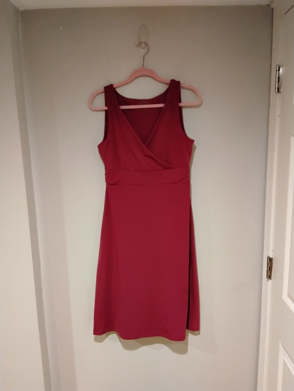 Eddie Bauer Sleeveless Wrap-Front Midi Dress in Deep Maroon
